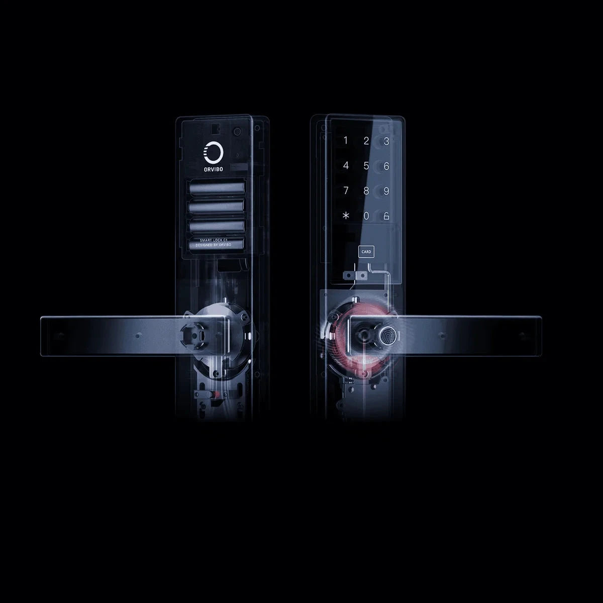 Digital door lock on a black background